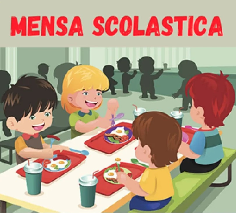 disegno di bambini a tavola in mensa